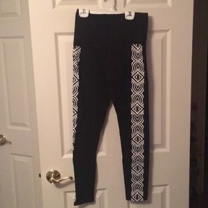 Forever 21 Black Leggings with pattern down side